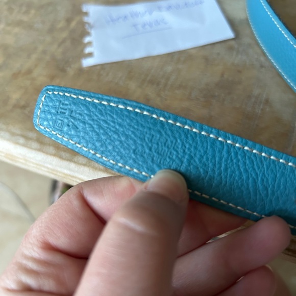 Hermès Blue Leather Belt with Silver Buckle - Picture 2 of 2